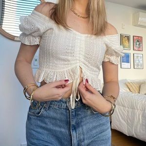 white crotchet top